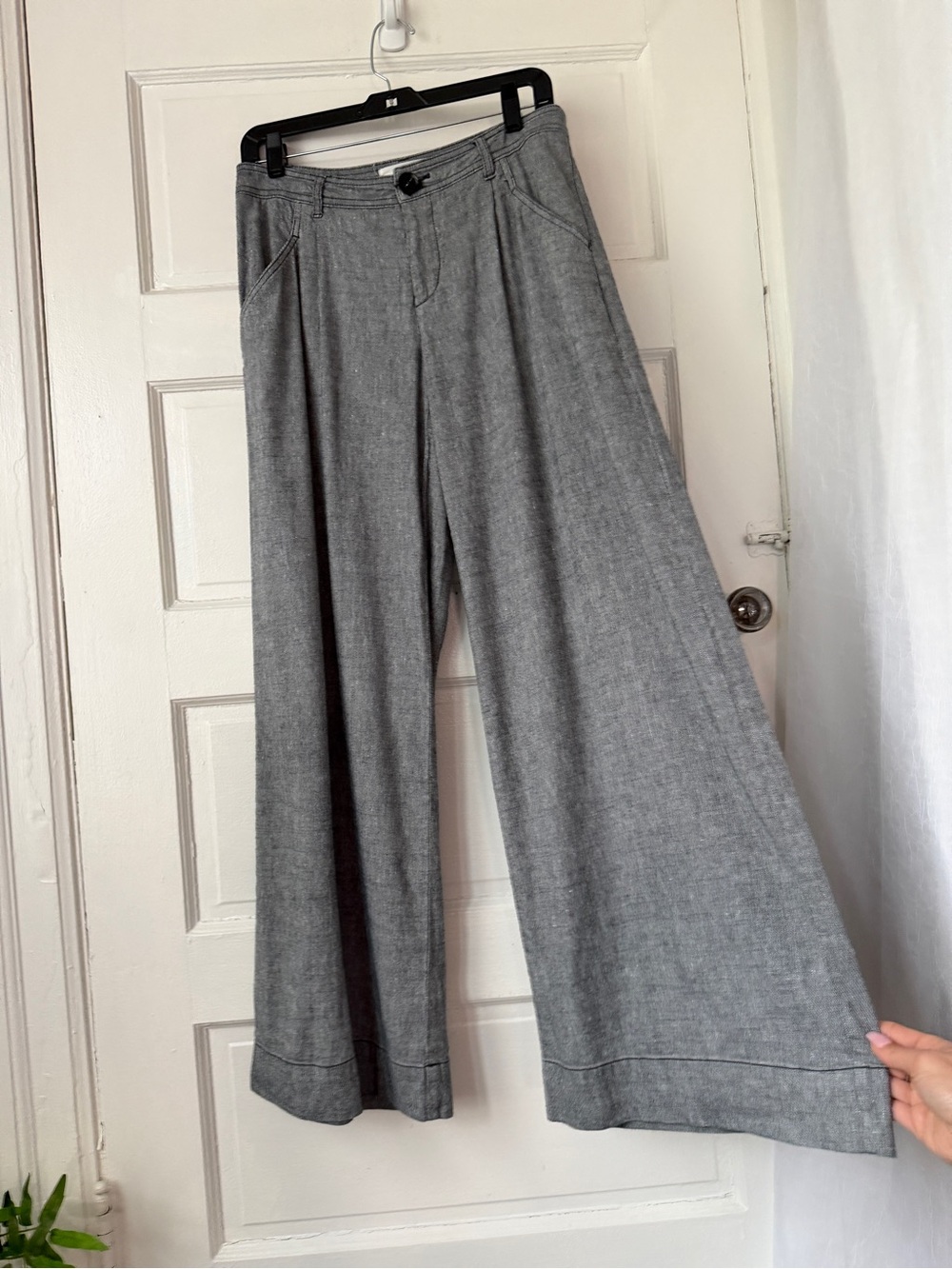 Anthropologie Linen Blend Wide Leg Low Rise Pants Relaxed Fit Minimalist Boho - Picture 3 of 14